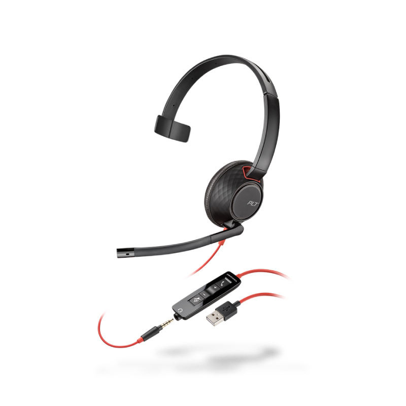 หูฟัง Poly Blackwire 5210 USB-A Single Unit Call Center Headset หูฟัง Poly Blackwire 5210 USB-A Single Unit Call Center Headset