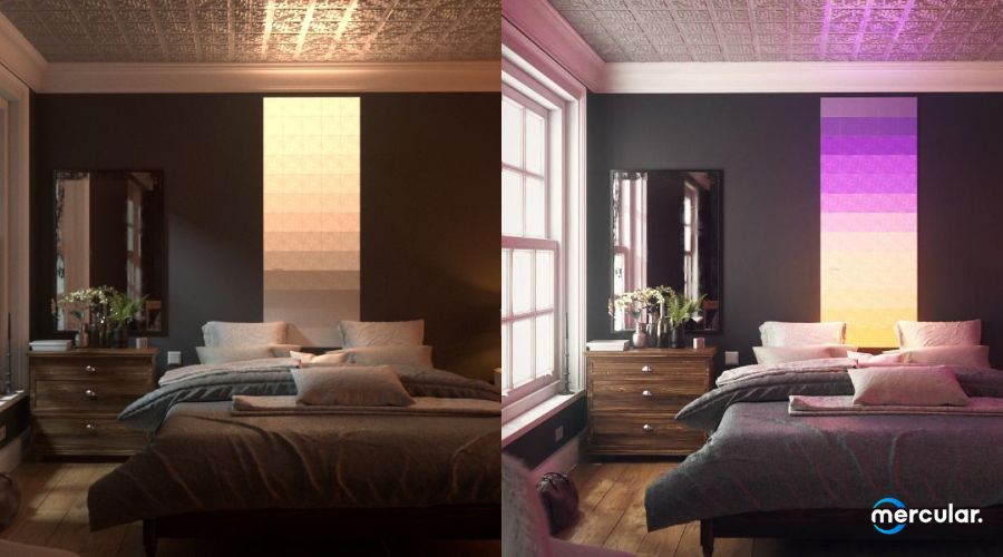 wall light rectangle bedroom yellow and blue