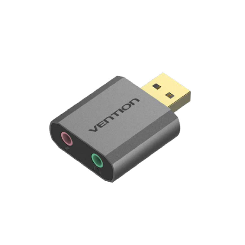 การ์ดเสียง Vention USB External Sound Card Gray Metal Type การ์ดเสียง Vention USB External Sound Card Gray Metal Type