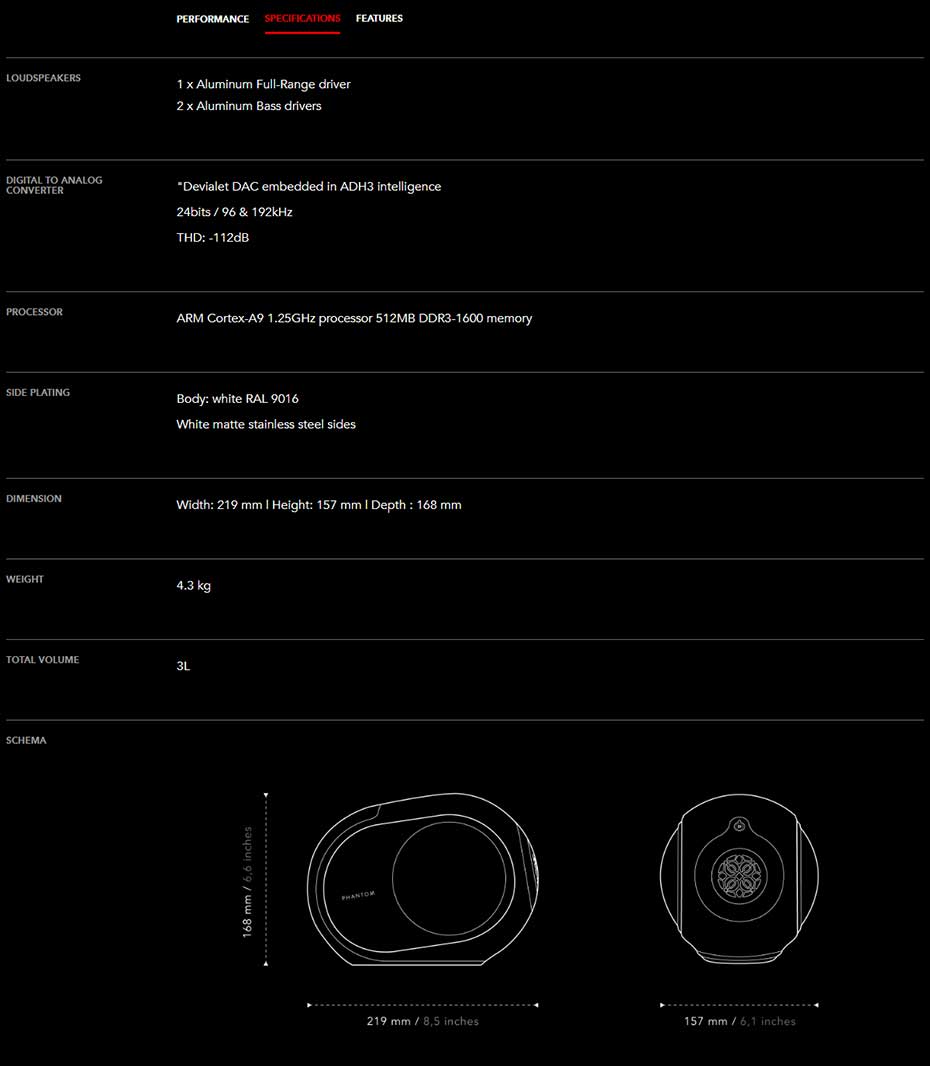 Devialet Phantom Reactor สเป็ค Devialet Phantom Reactor
