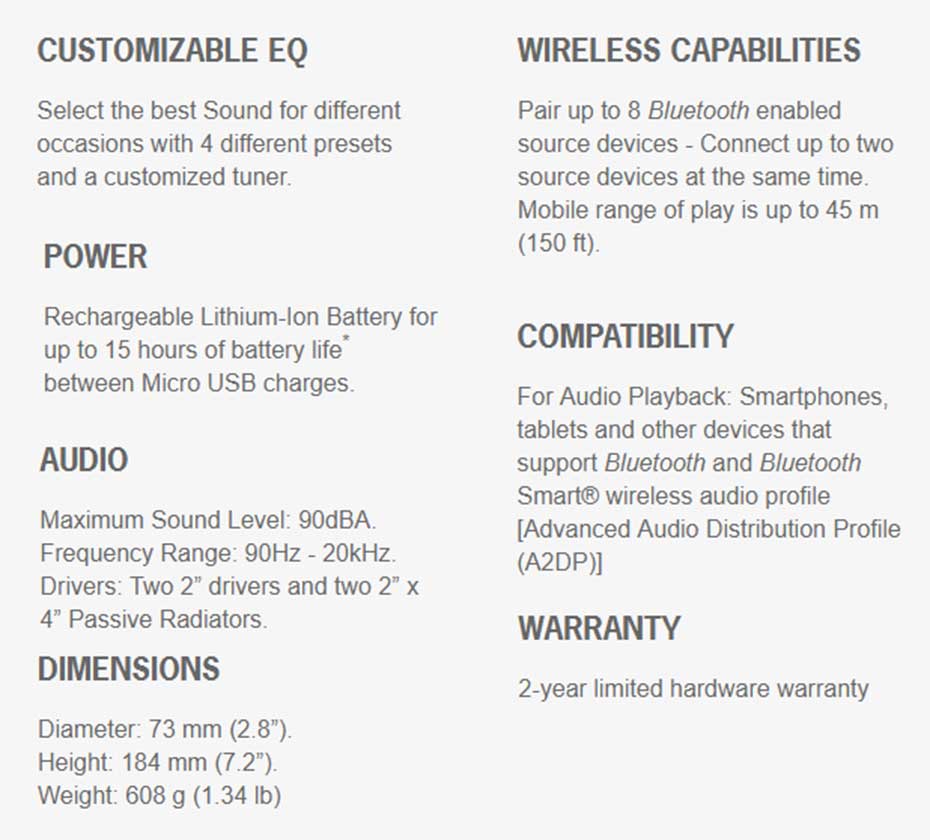 Ultimate Ears Boom 3 สเป็ค Ultimate Ears Boom 3 สเป็ค