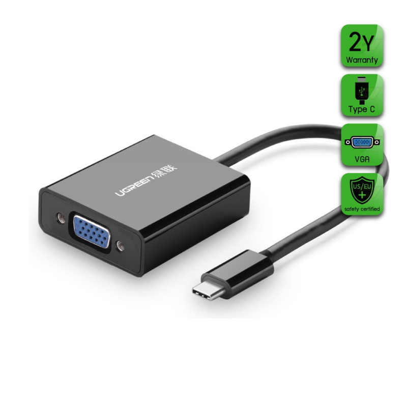 ตัวแปลง Ugreen USB Type C to VGA Adapter 10cm Black