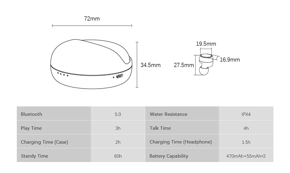 Padmate X12 True Wireless สเป็ค Padmate X12 True Wireless