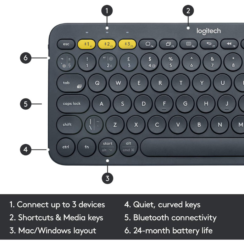 คีย์บอร์ด Logitech K380 Multi-Device Bluetooth Keyboard Black (EN)