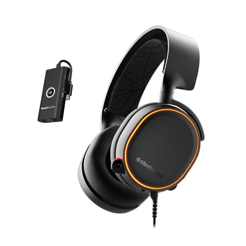 ชุดหูฟังเล่นเกม SteelSeries Arctis 5 RGB 7.1 + Creative G3 Black ชุดหูฟังเล่นเกม SteelSeries Arctis 5 RGB 7.1 + Creative G3 Black