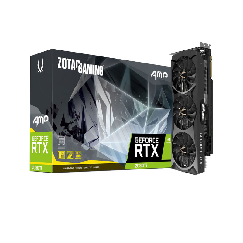 การ์ดจอ Zotac Geforece RTX 2080Ti Amp 11GB GDDR6 352 Bit VGA การ์ดจอ Zotac Geforece RTX 2080Ti Amp 11GB GDDR6 352 Bit VGA