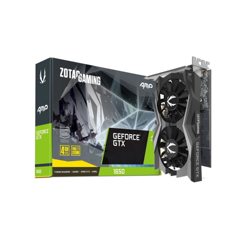 การ์ดจอ Zotac Geforce GTX 1650 AMP 4 GB GDDR6 128 Bit VGA การ์ดจอ Zotac Geforce GTX 1650 AMP 4 GB GDDR6 128 Bit VGA