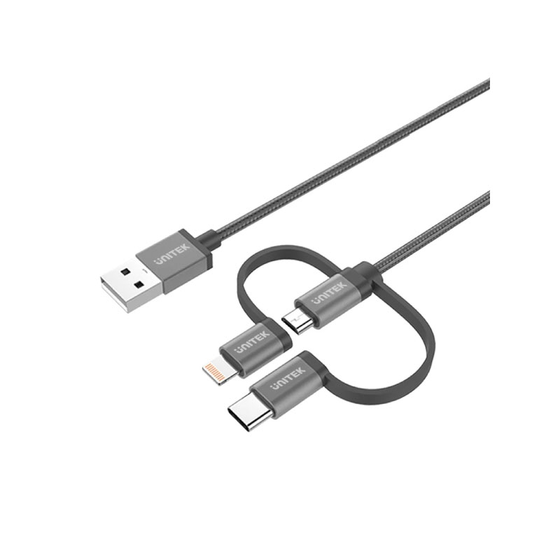 สายชาร์จ Unitek Cable Type-A to Micro USB + Lightning Cable 1