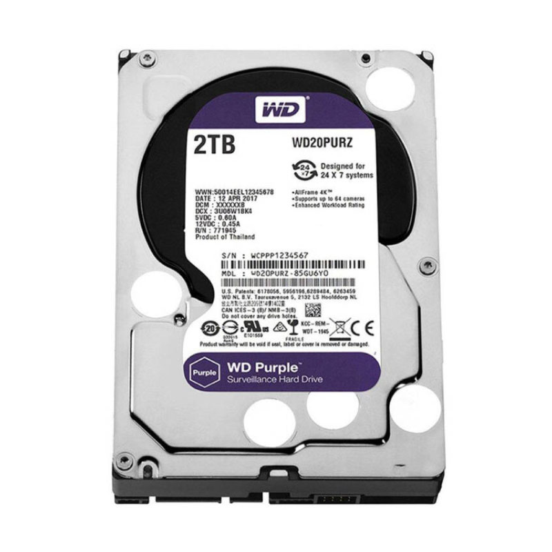 ฮาร์ดดิสก์ WD 2 TB AV WD20PURZ Purple Harddisk 1