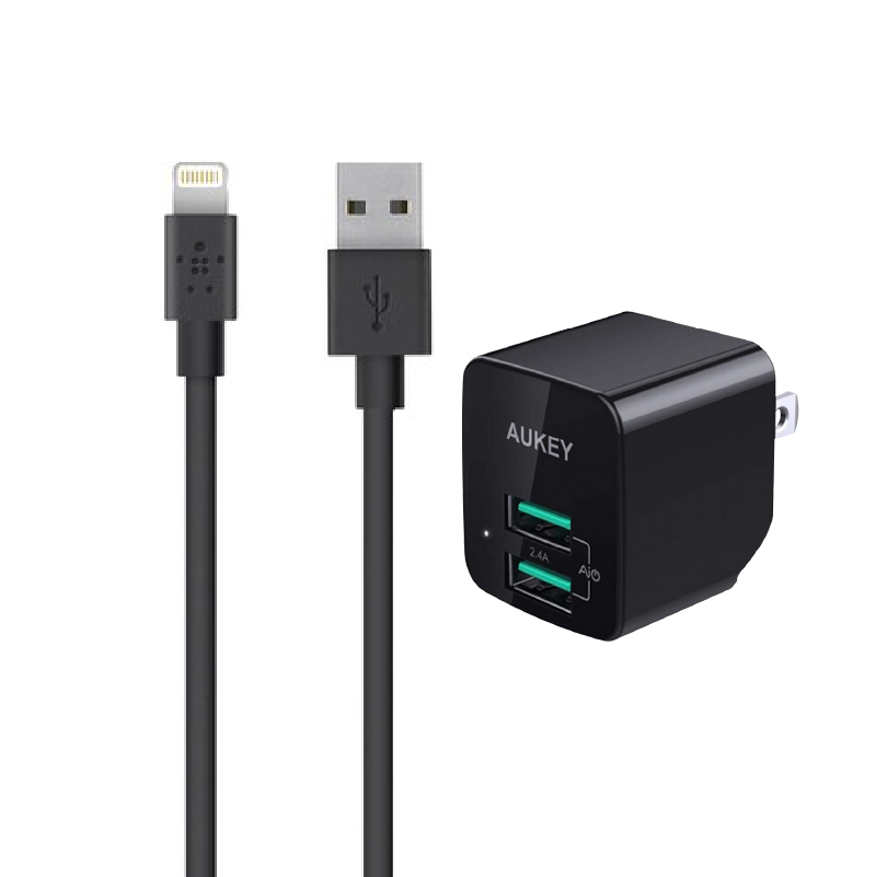 ชุดพร้อมชาร์จ Belkin MIXIT USB to Lightning + Aukey PA-U32 Bundle 1