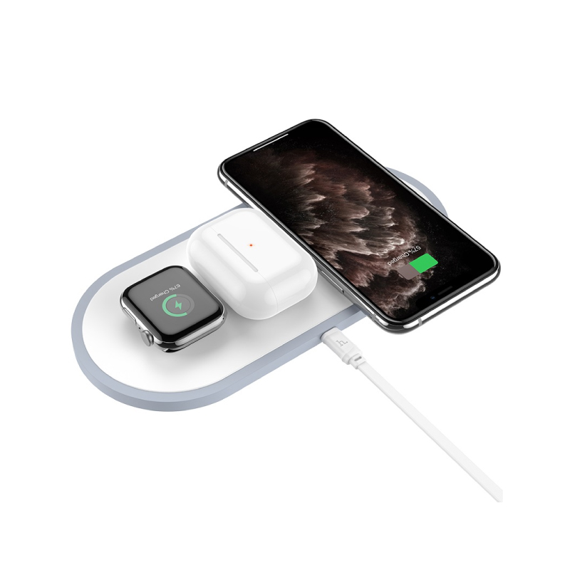 ที่ชาร์จไร้สาย Hoco CW24 3in1 Wireless Charger White