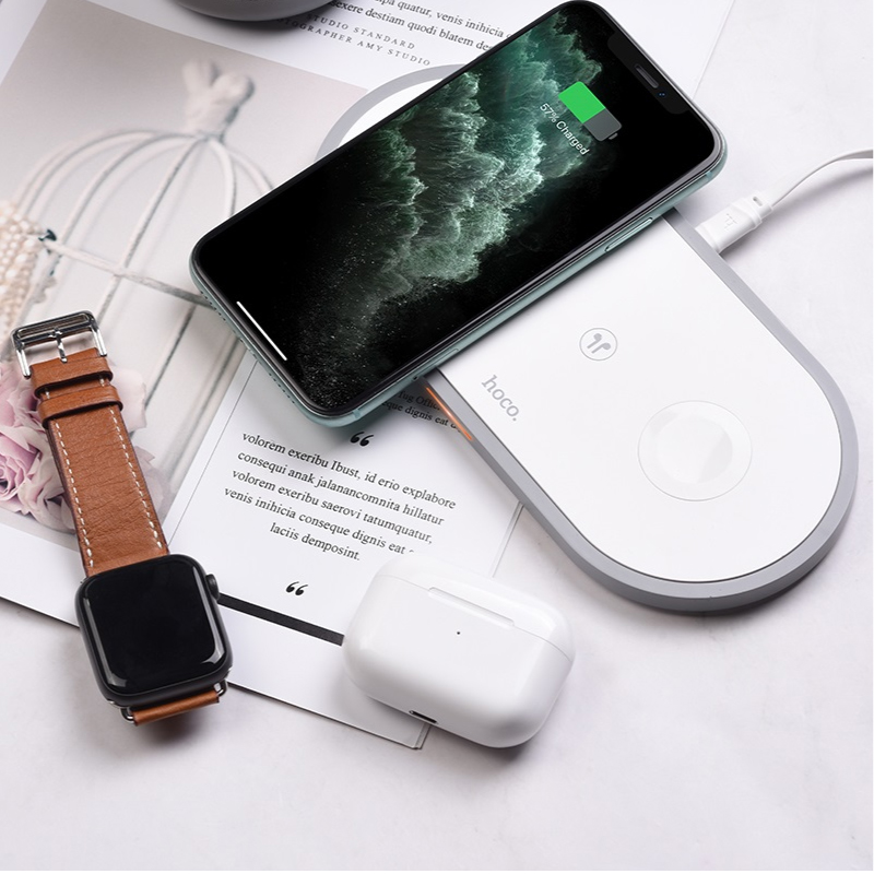 ที่ชาร์จไร้สาย Hoco CW24 3in1 Wireless Charger White