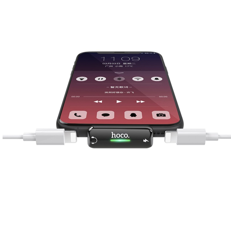 อะแดปเตอร์ Hoco LS27 Lightning Audio Adapter Gray