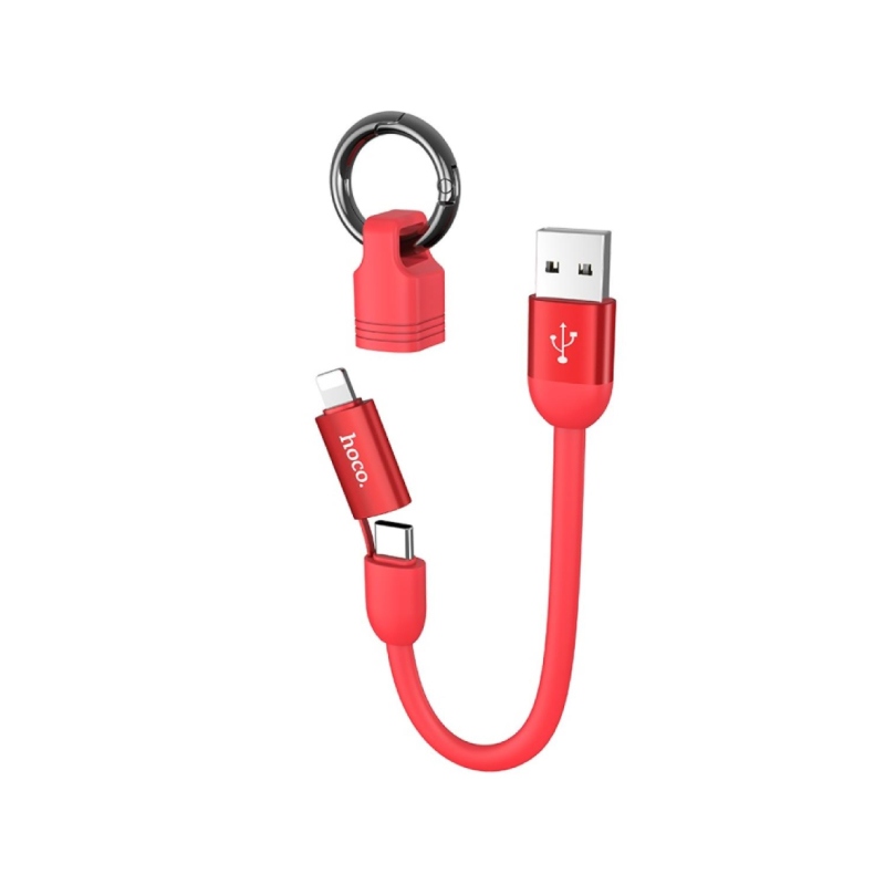 สายชาร์จ Hoco U87 2in1 Lightning With Type C Cable 20CM Red 1