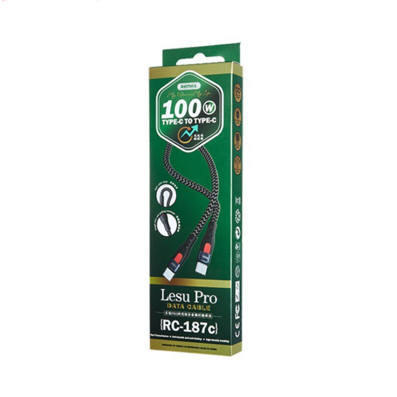 สายชาร์จ Remax Type-C To Type-C (RC-187c) 1M Cable Black