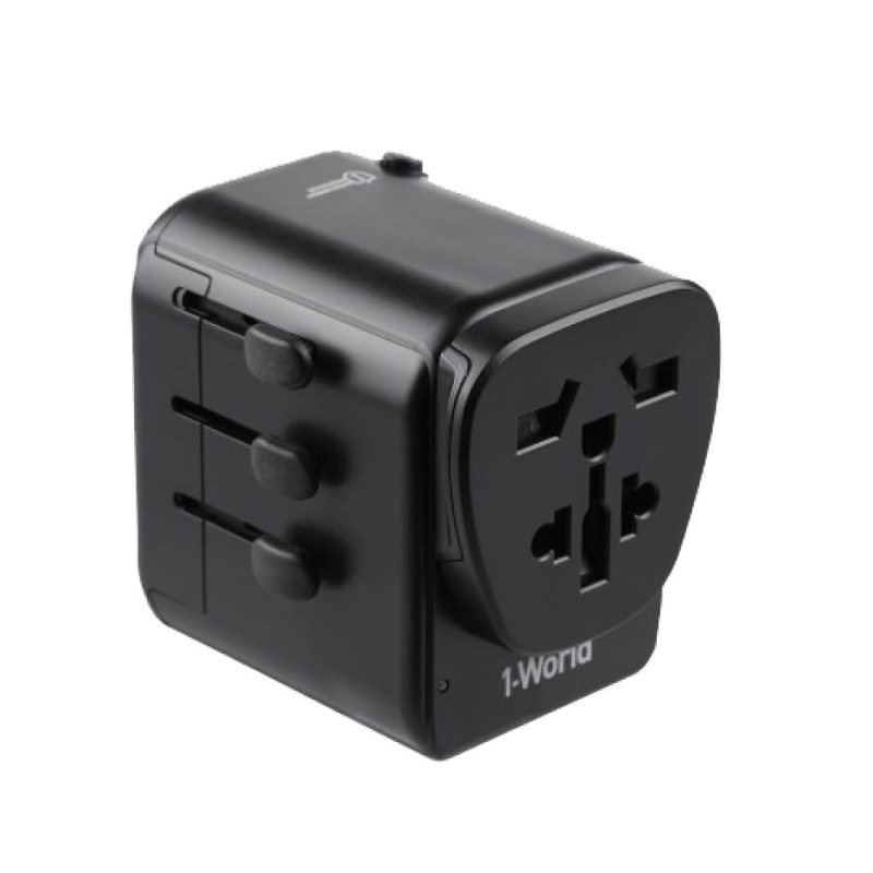 หัวชาร์จ Momax 1-World AC Travel Adapter (Type-C PD + 3 USB) Black 1