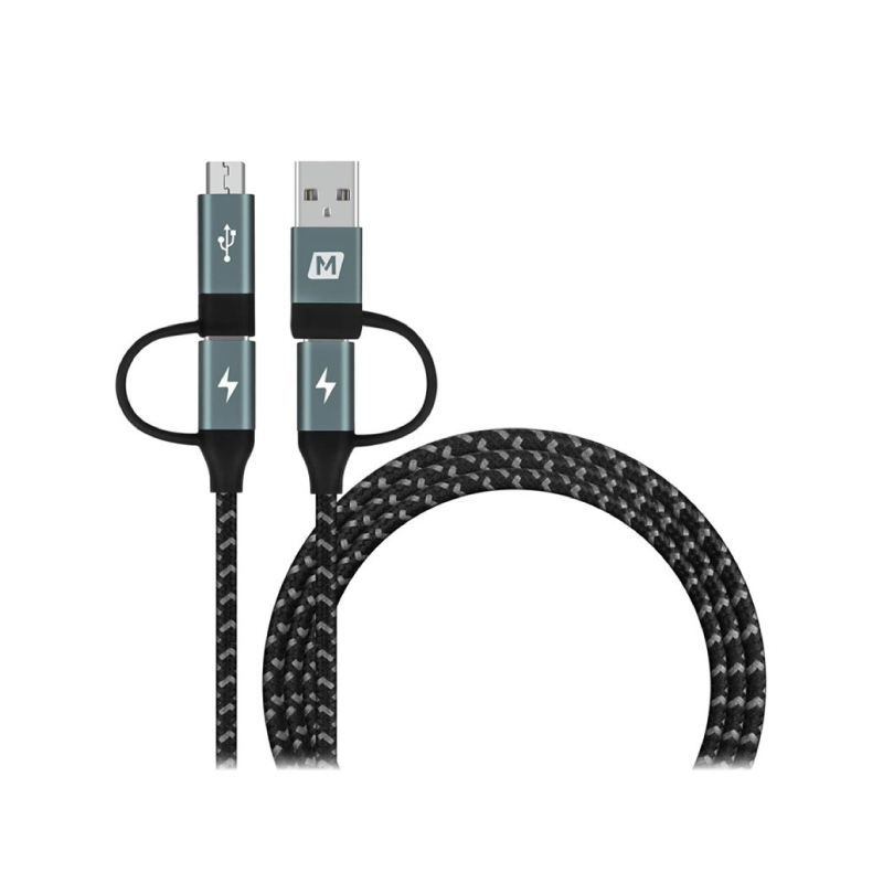 สายชาร์จ Momax One Link 4 in 1 Type-C PD (USB-A/Type-C to Micro USB/Type-C) Cable (1.2M) Black 1