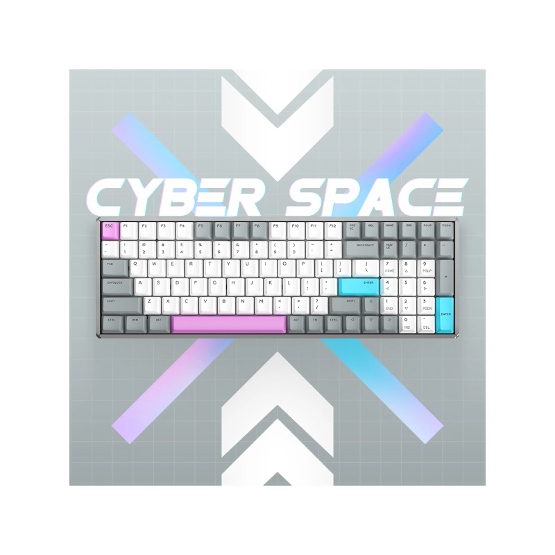 คีย์บอร์ดไร้สาย IQUNIX F96 Cyber Space Wireless Mechanical Keyboard (EN)  NON RGB Backlit Cherry Silent Red Switch