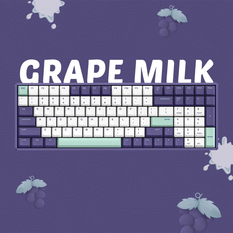 คีย์บอร์ดไร้สาย IQUNIX F96 Grape Milk Wireless Mechanical Keyboard (EN) RGB Backlit Cherry Brown Switch