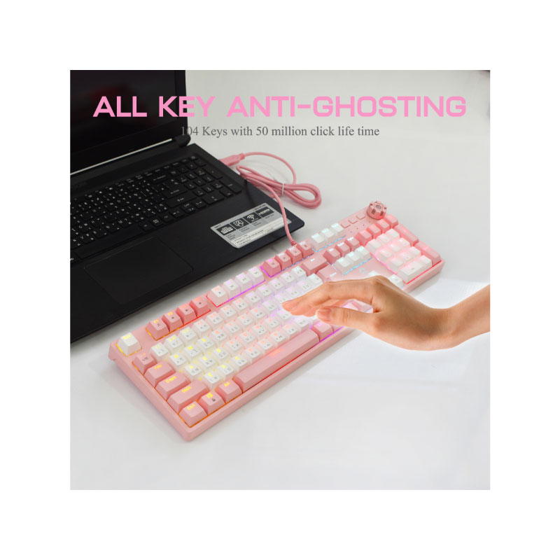 คีย์บอร์ด OKER K-99B Mechanical Keyboard Pink