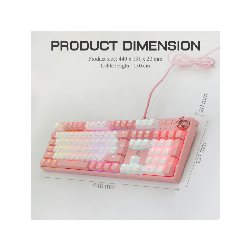 คีย์บอร์ด OKER K-99B Mechanical Keyboard Pink