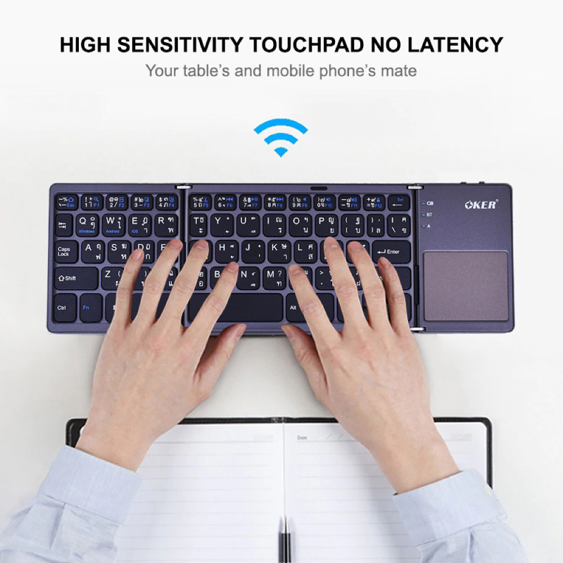 คีย์บอร์ด OKER BT-033 Wireless Folding Keyboard Black