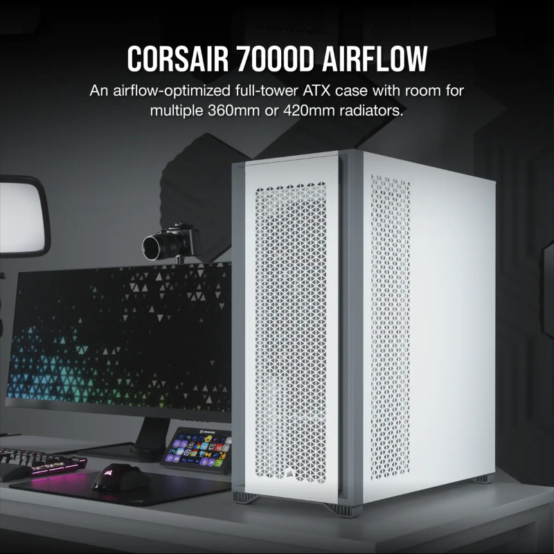 เคส Corsair 7000D Airflow Full-Tower ATX Computer Case White 5