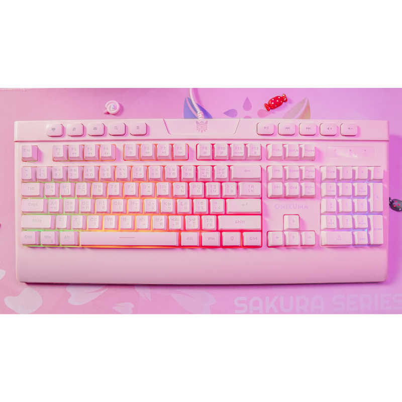คีย์บอร์ด Onikuma G21 Sakura Gaming Keyboard Pink membrane switch