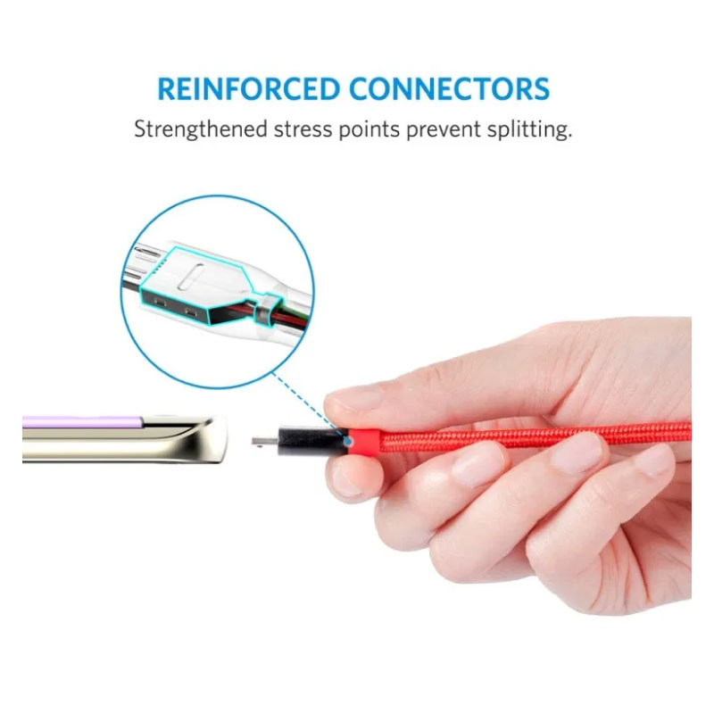 สายชาร์จ Anker Powerline+ USB-A to Micro-USB Charging Cable Red 180cm