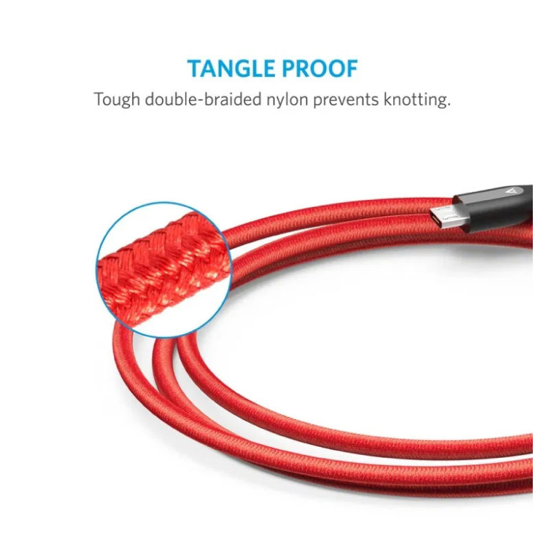 สายชาร์จ Anker Powerline+ USB-A to Micro-USB Charging Cable Red 180cm