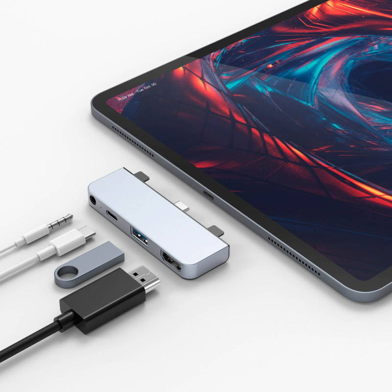 ตัวแปลง Hyper HyperDrive 4-in-1 USB-C Hub for iPad Silver 3