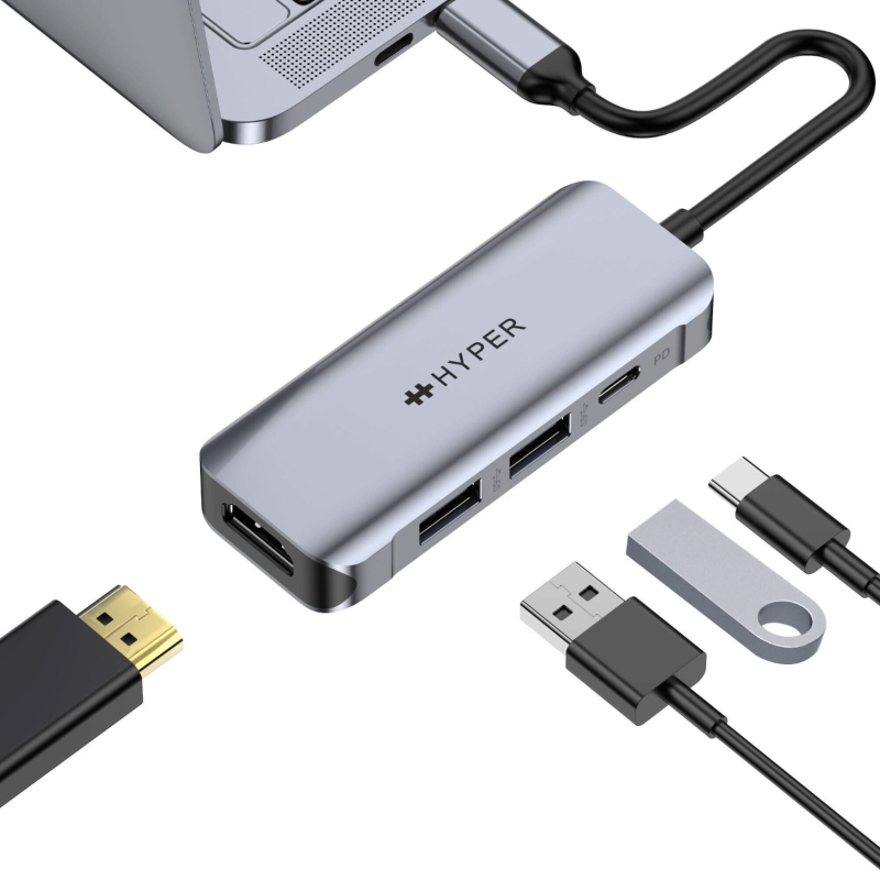 ตัวแปลง Hyper HyperDrive 4-in-1 USB-C Hub Silver 4