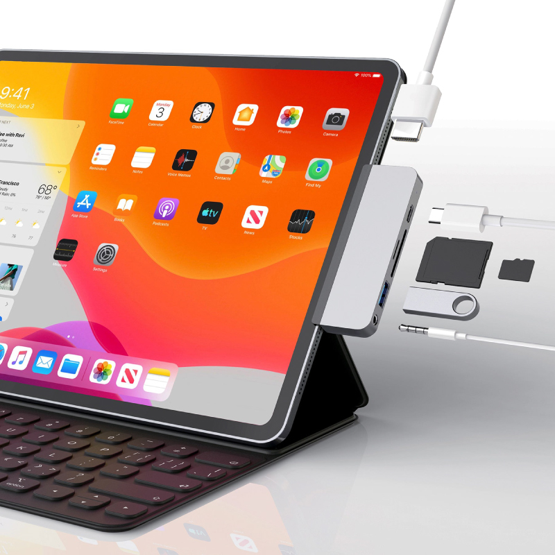 ตัวแปลง Hyper HyperDrive 6-in-1 USB-C Hub for iPad Silver