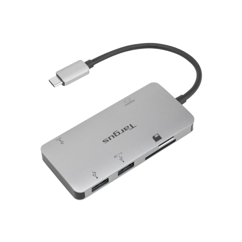 ตัวแปลง Targus ACA953 Multi-Port Single Video Adapter and Card Reader with 100W PD USB-C Hub Silver