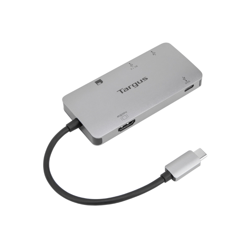 ตัวแปลง Targus ACA953 Multi-Port Single Video Adapter and Card Reader with 100W PD USB-C Hub Silver