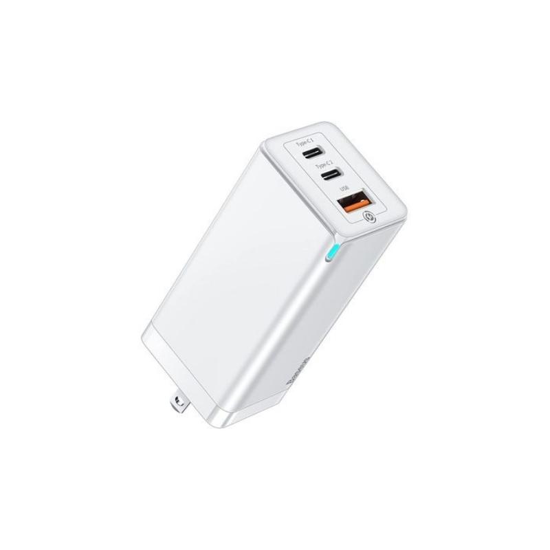 หัวชาร์จพร้อมสายชาร์จ Baseus GaN3 Pro 65W 2USB-C+USB-A Fast Charger(CN) + USB-C to USB-C Charging Cable 1m White