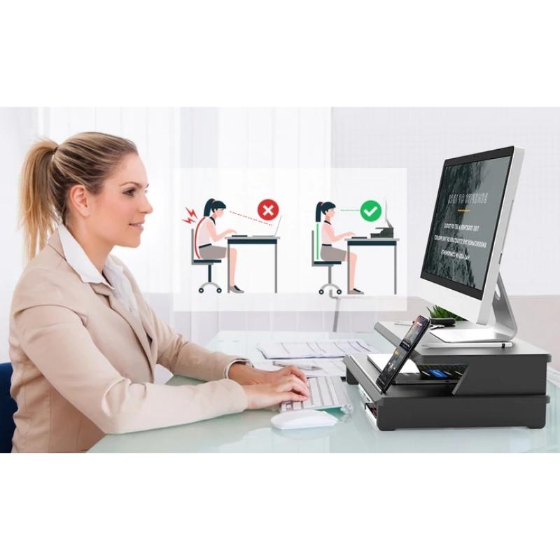 ชั้นวางจอ Mono Dsign Twin Deck Monitor Stand Black