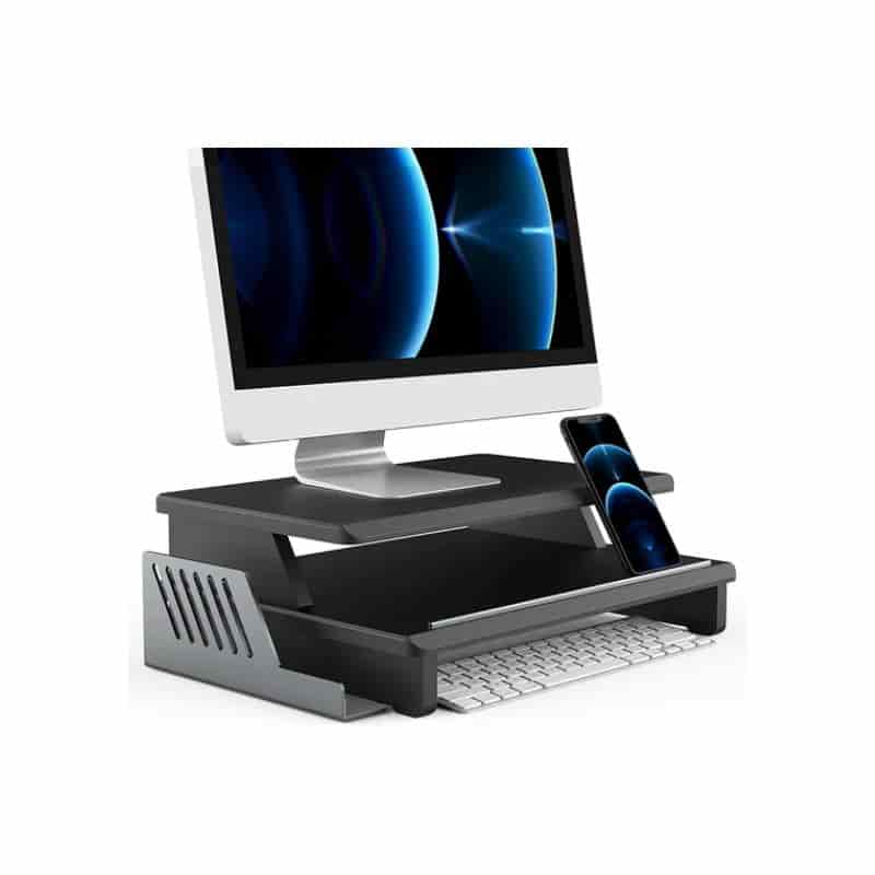 ชั้นวางจอ Mono Dsign Twin Deck Monitor Stand Black 1