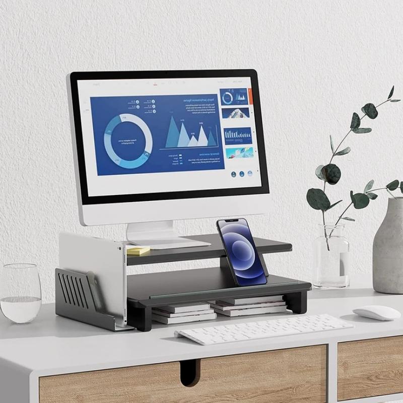 ชั้นวางจอ Mono Dsign Twin Deck Monitor Stand Black