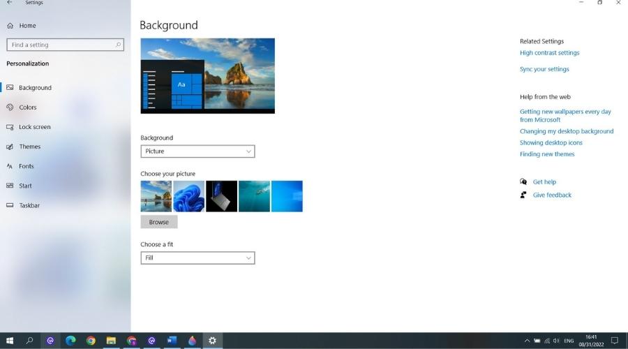 วิธีเปลี่ยนวอลเปเปอร์คอม window 10 personalization menu