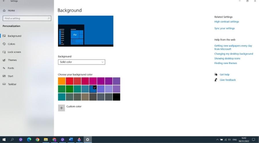 วิธีเปลี่ยนวอลเปเปอร์คอม window 10 background menu solid color