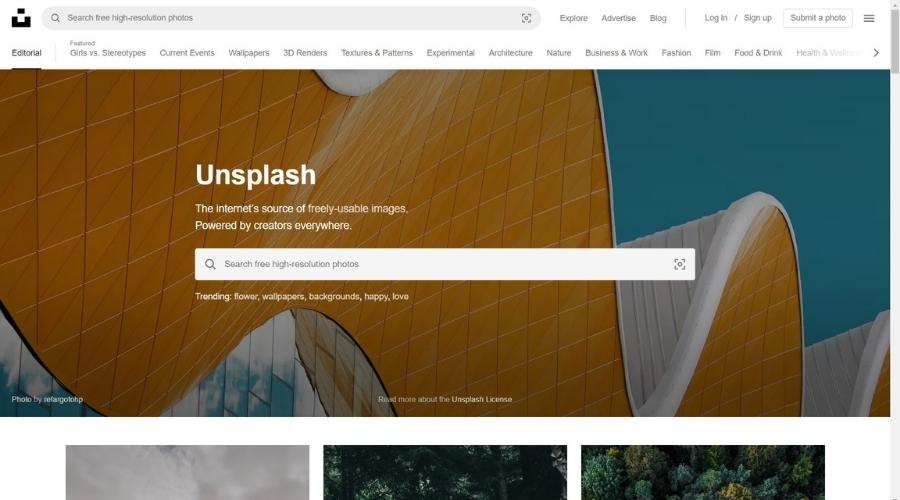 วิธีเปลี่ยนวอลเปเปอร์คอม unsplash.com website screenshot