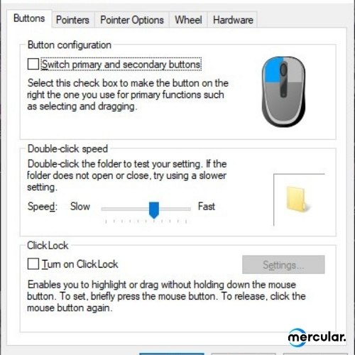 mouse setting in windows advance buttons