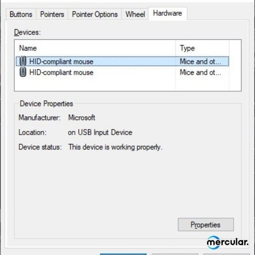 mouse setting in windows advance hardware