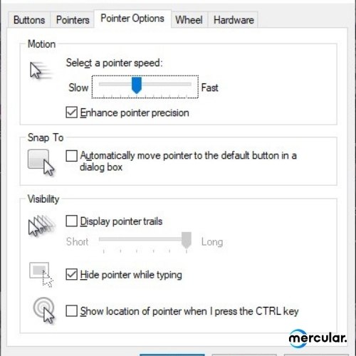 mouse setting in windows advance pointer options