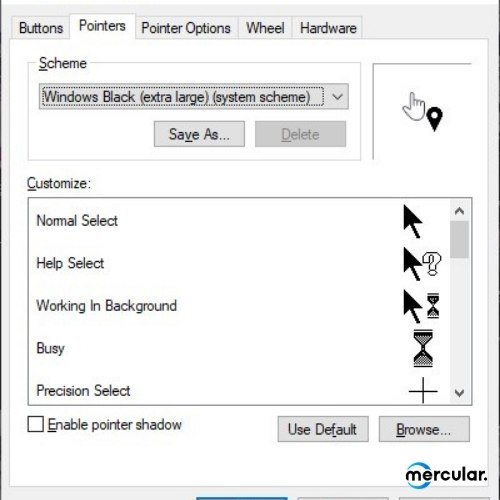 mouse setting in windows advance pointers