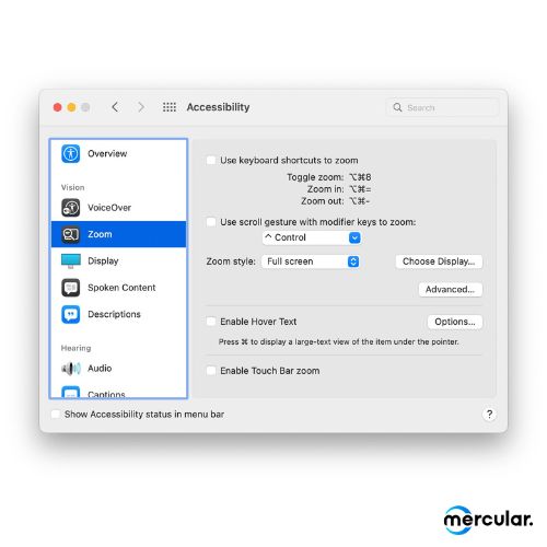 zoom setting in macos