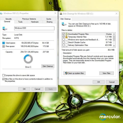 delete junk files in windows 10 disk cleanup