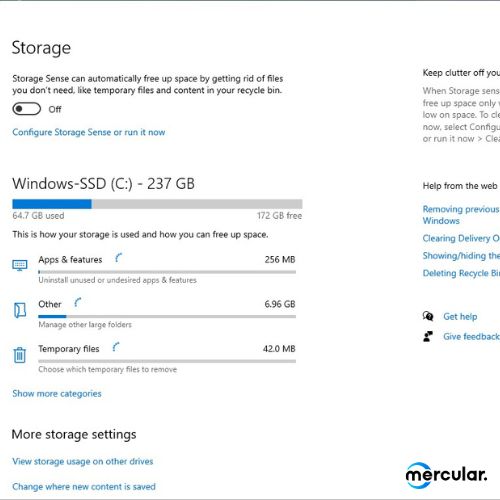 delete junk files in windows 10 storage sense