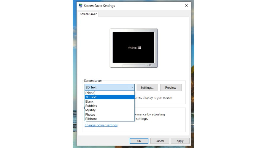 วิธีตั้งภาพพักหน้าจอคอม Windows 10 screen saver settings window